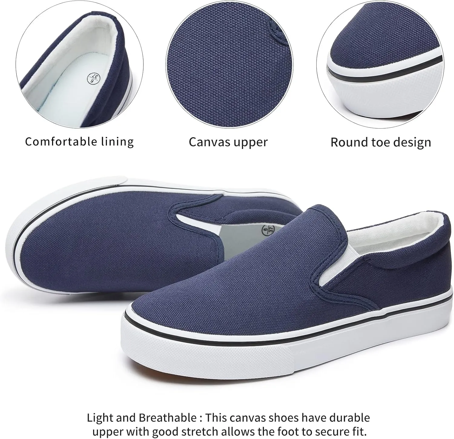 Women's Slip on Shoes Canvas Sneakers Loafers Non Slip Shoes Low Top Casual Shoes