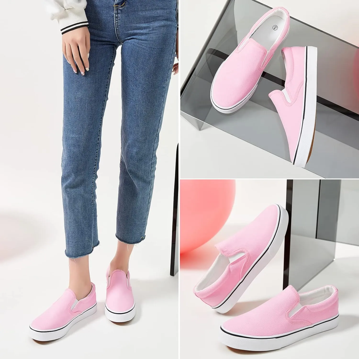 Women's Slip on Shoes Canvas Sneakers Loafers Non Slip Shoes Low Top Casual Shoes