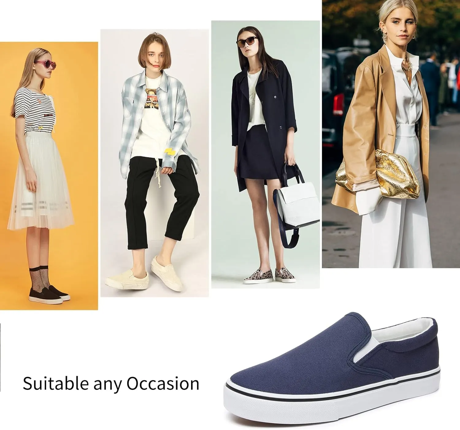 Women's Slip on Shoes Canvas Sneakers Loafers Non Slip Shoes Low Top Casual Shoes