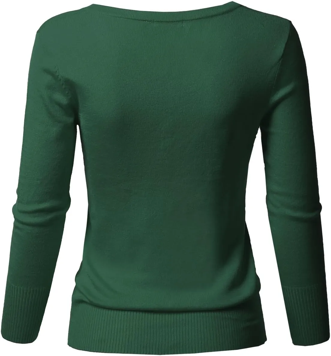 Women's Solid Button Down V-Neck 3/4 Sleeves Knit Cardigan