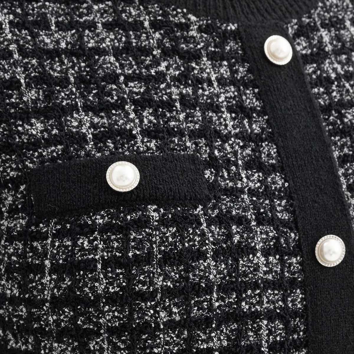 Women's Sweater Dress Knit Tweed Dress Short Sleeve Pearl Button Mini Dresses Trendy for Fall Spring Summer
