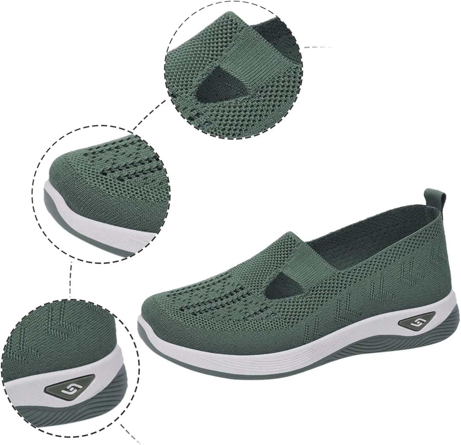 Women's Walking Shoes Orthotic Walking Sneakers Wide Width Non-Slip Sneakers Adjustable Breathable Platform Mesh Sandals