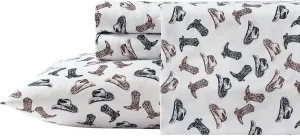 Wrangler - Sheet Set, Breathable & Wrinkle Resistant Bedding, Includes Matching Sham & Pillowcases, Yellowstone Inspired Bed Sheets, Ideal Dorm Essentials (Boots N Hats Black, Queen)