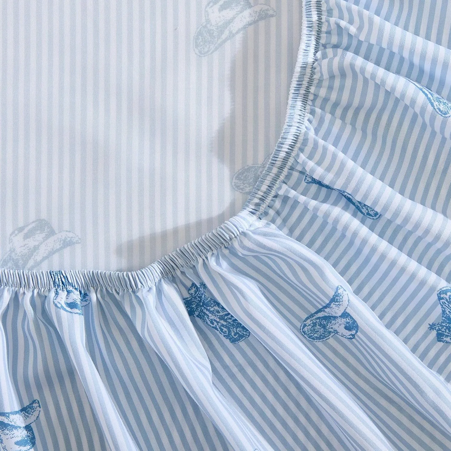 Wrangler - Sheet Set, Breathable & Wrinkle Resistant Bedding with Matching Pillowcase, Yellowstone Inspired, Fully Elasticized (Cowboy Pinstripe Blue, Queen)