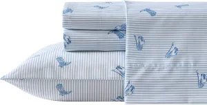 Wrangler - Sheet Set, Breathable & Wrinkle Resistant Bedding with Matching Pillowcase, Yellowstone Inspired, Fully Elasticized (Cowboy Pinstripe Blue, Queen)