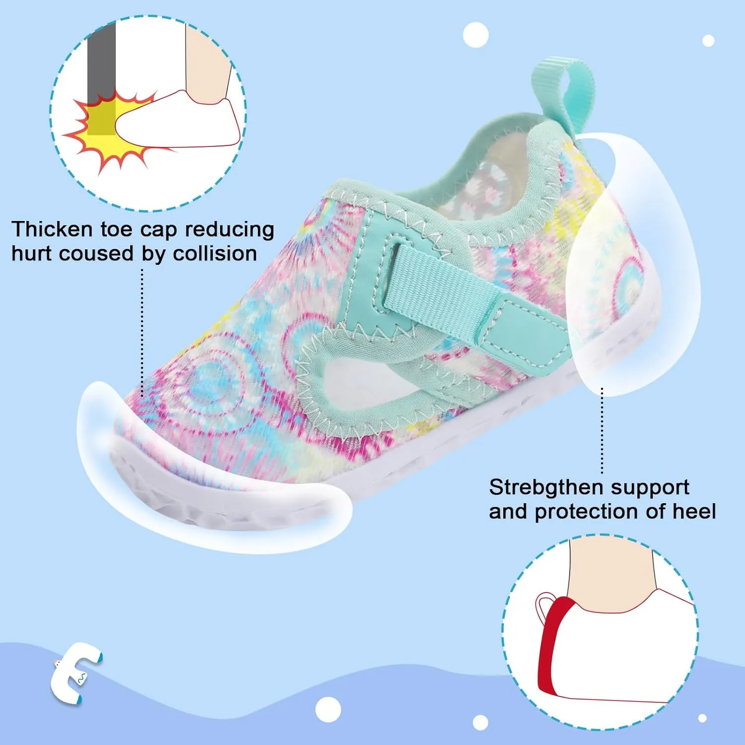 XIHALOOK Toddler Water Shoes for Boys Girls Kids Quick Dry Aqua Skin Barefoot for Beach Swim Pool River