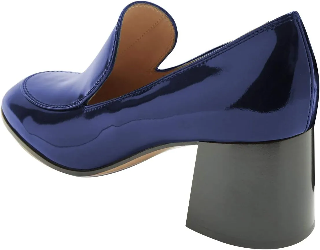 XYD Women Classic Closed Round Toe Loafers Mid Chunky Block Heel Slip On Pumps Comfy Walking Daily Outdoor Office Shoes