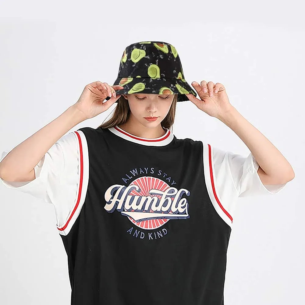XYIYI Cute Bucket Hat Beach Fisherman Hats for Women, Reversible Double-Side-Wear