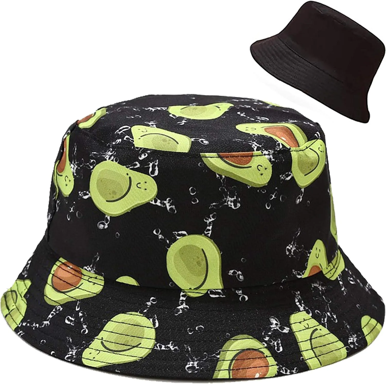 XYIYI Cute Bucket Hat Beach Fisherman Hats for Women, Reversible Double-Side-Wear