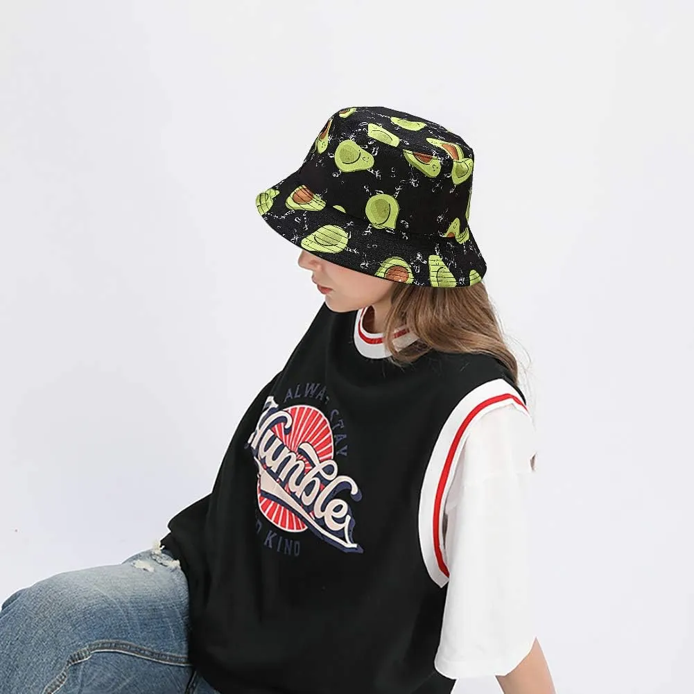 XYIYI Cute Bucket Hat Beach Fisherman Hats for Women, Reversible Double-Side-Wear