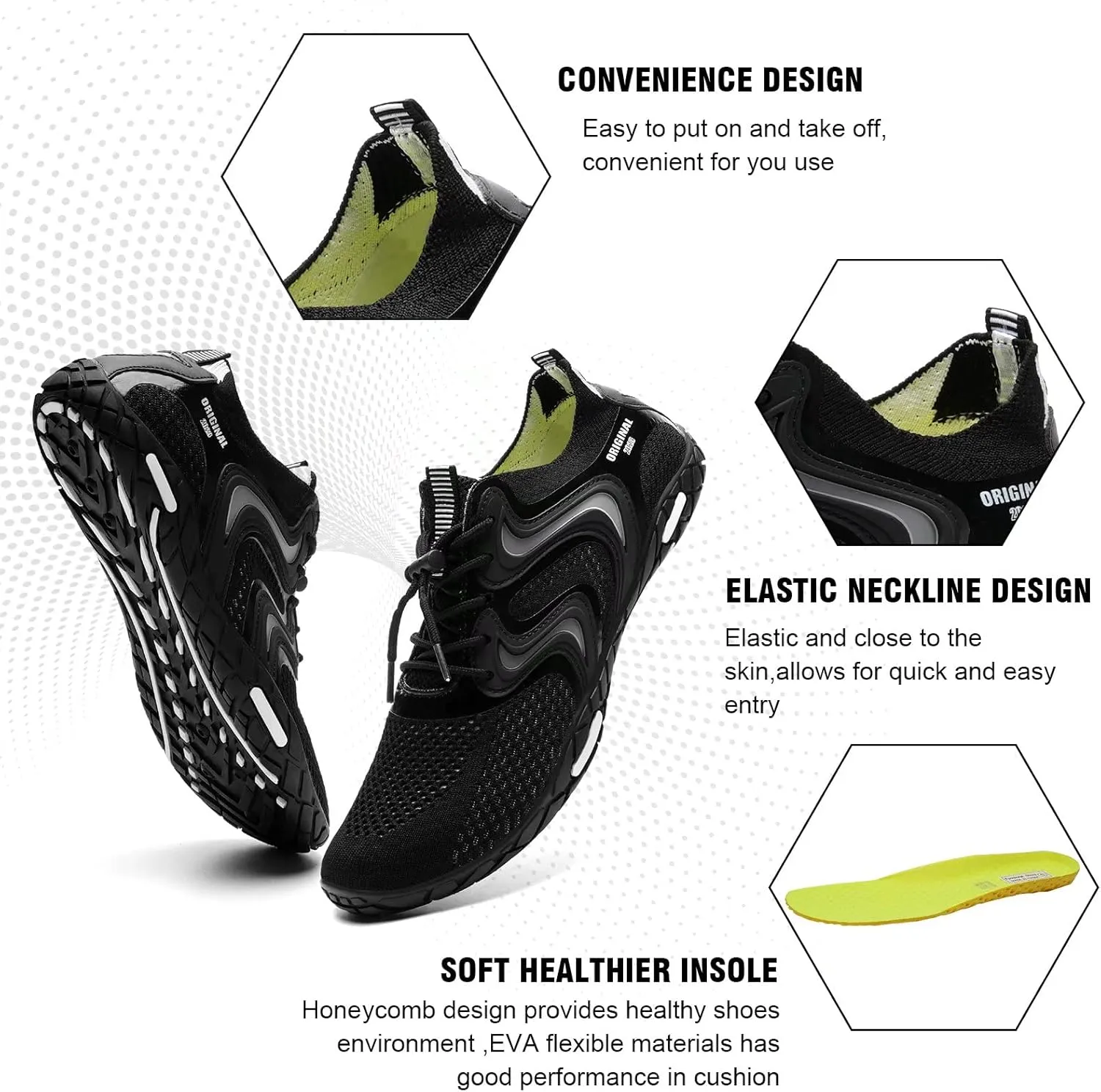 YALOX Water Shoes Men's Women's Swim Shoes Outdoor Beach Barefoot Quick-Dry Aqua Pool Socks Swimming Yoga Surfing Exercise