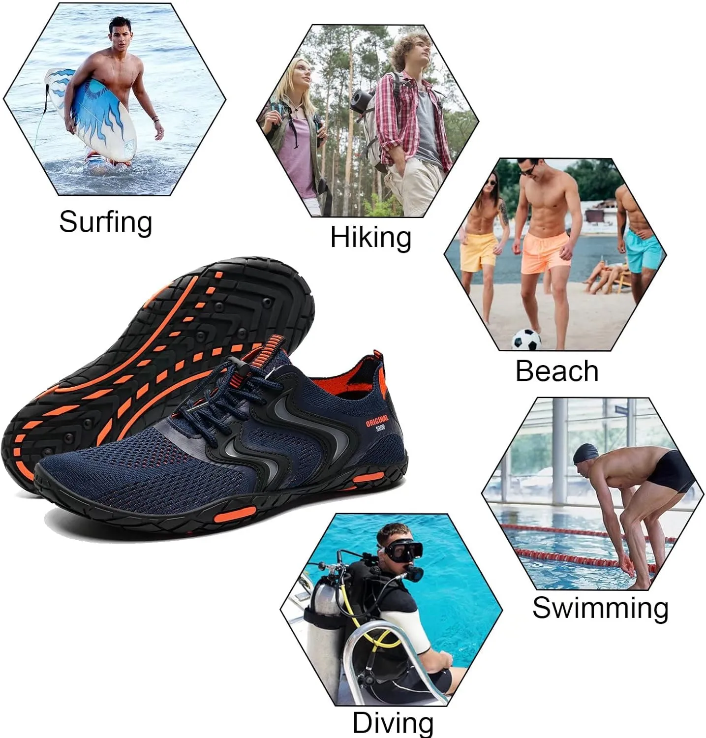 YALOX Water Shoes Men's Women's Swim Shoes Outdoor Beach Barefoot Quick-Dry Aqua Pool Socks Swimming Yoga Surfing Exercise