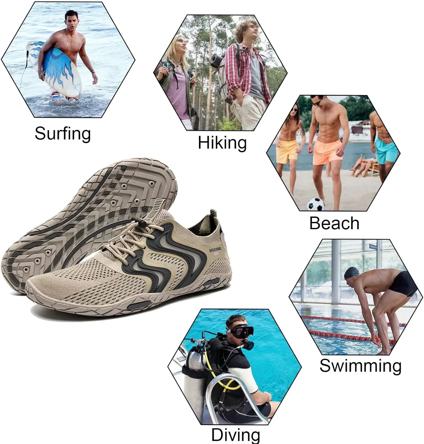 YALOX Water Shoes Men's Women's Swim Shoes Outdoor Beach Barefoot Quick-Dry Aqua Pool Socks Swimming Yoga Surfing Exercise