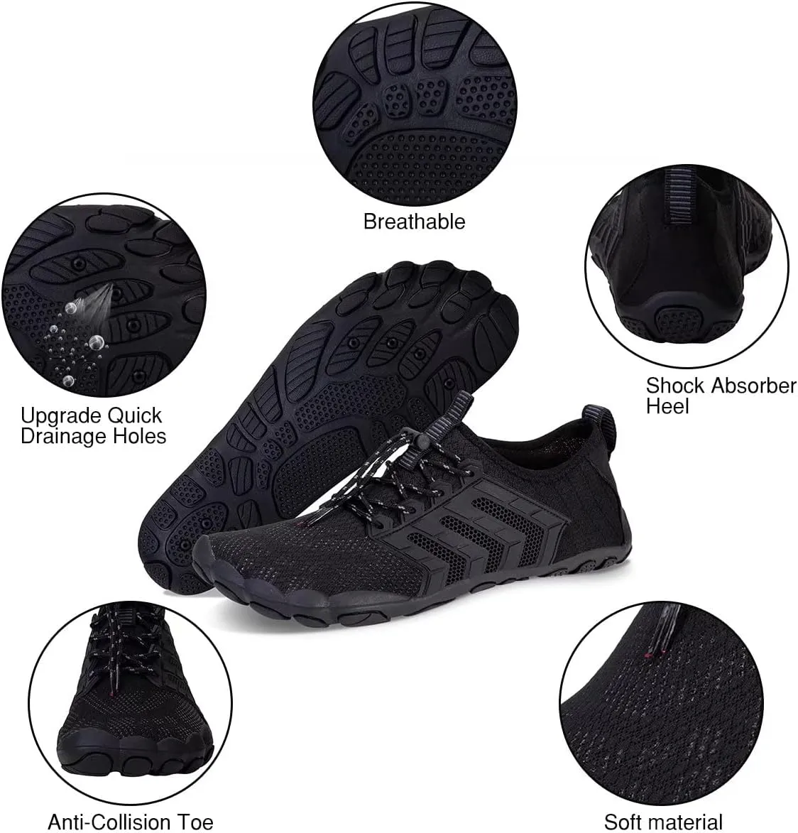 YALOX Water Shoes Men's Women's Swim Shoes Outdoor Beach Barefoot Quick-Dry Aqua Pool Socks Swimming Yoga Surfing Exercise