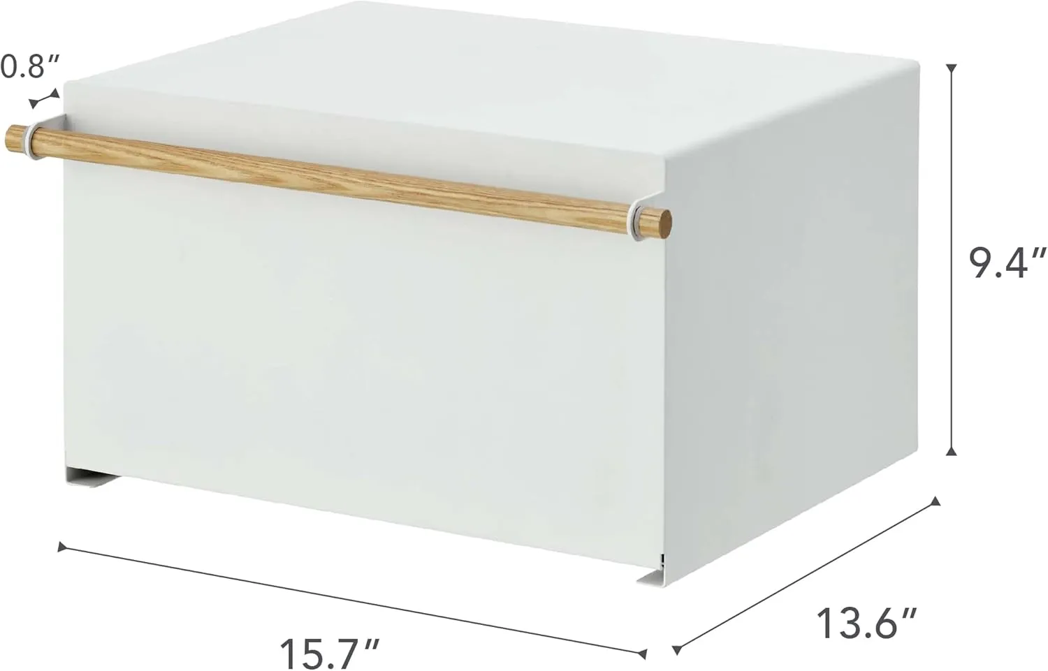 Yamazaki Home Bread Box Keeper Holder Container, Metal Bread Holder Saver, Slim Space Saving Counter Storage Steel   WoodWhite