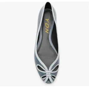 YDN Women Cutout Ballet Flats Peep Toe Loafer Pumps Comfy Slip On Casual Blue