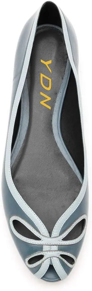 YDN Women Cutout Ballet Flats Peep Toe Loafer Pumps Comfy Slip On Casual Formal Walking Dress Shoes