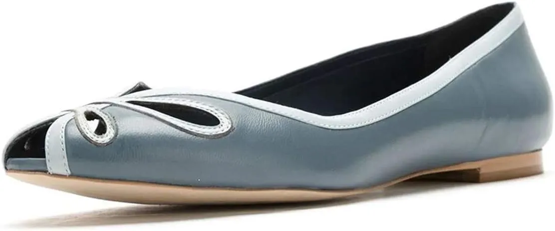 YDN Women Cutout Ballet Flats Peep Toe Loafer Pumps Comfy Slip On Casual Formal Walking Dress Shoes