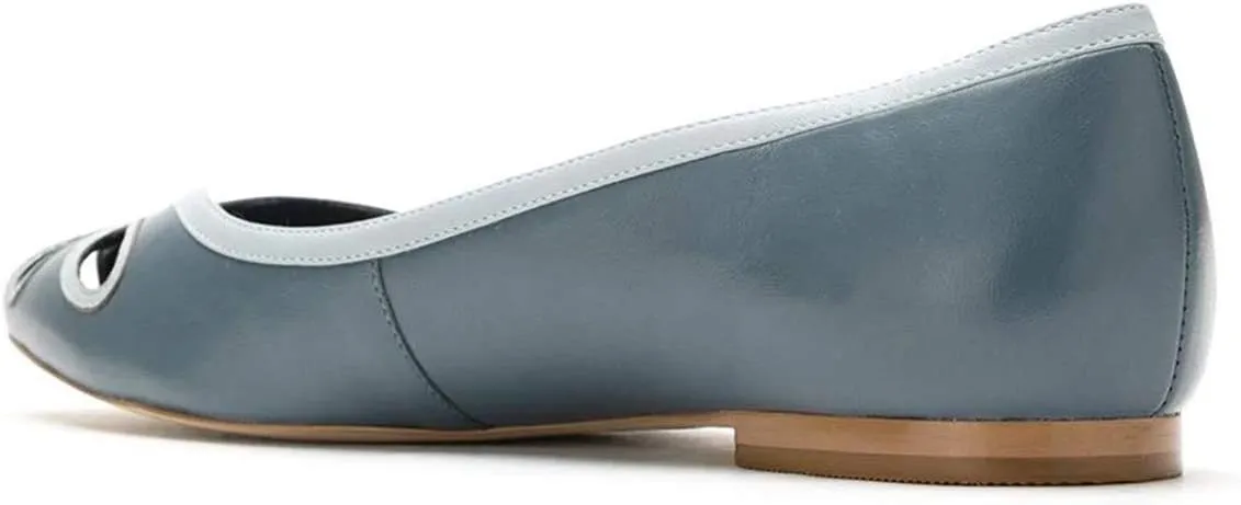 YDN Women Cutout Ballet Flats Peep Toe Loafer Pumps Comfy Slip On Casual Formal Walking Dress Shoes