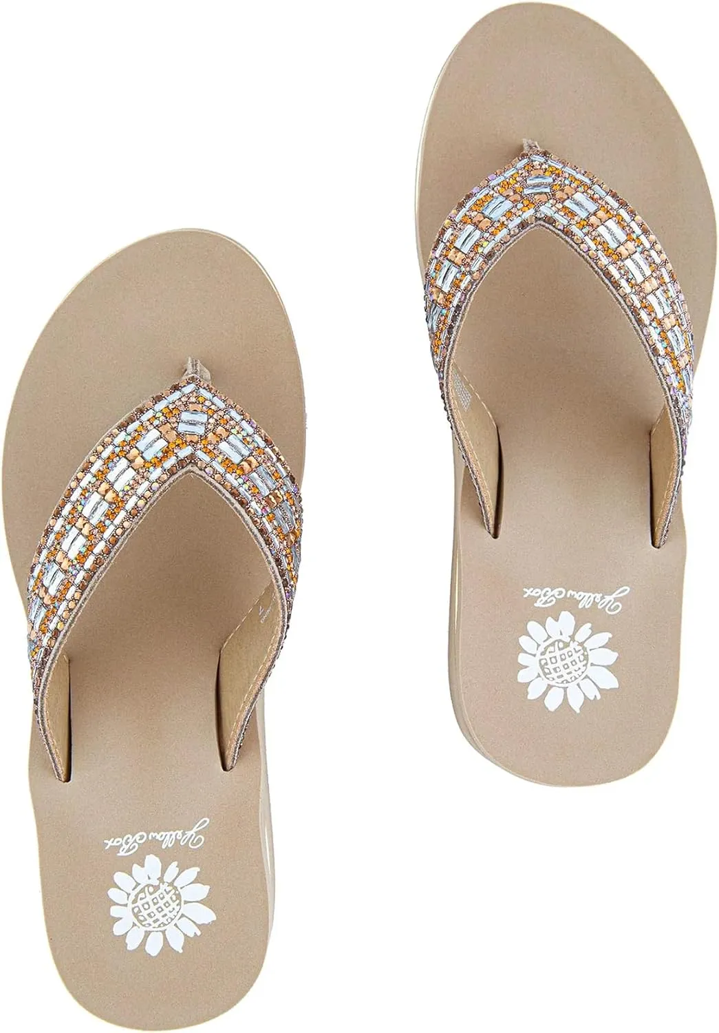 Yellow Box Women's Sunvale Wedge Sandal, Round Toe, Medium-High 2 Inch Heel, 0.75 Inch Platform Comfortable Flip-Flop
