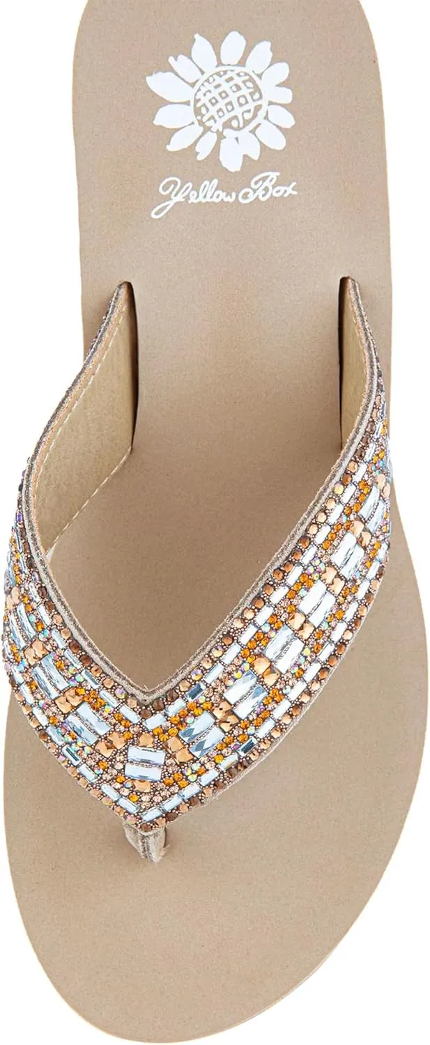 Yellow Box Women's Sunvale Wedge Sandal, Round Toe, Medium-High 2 Inch Heel, 0.75 Inch Platform Comfortable Flip-Flop
