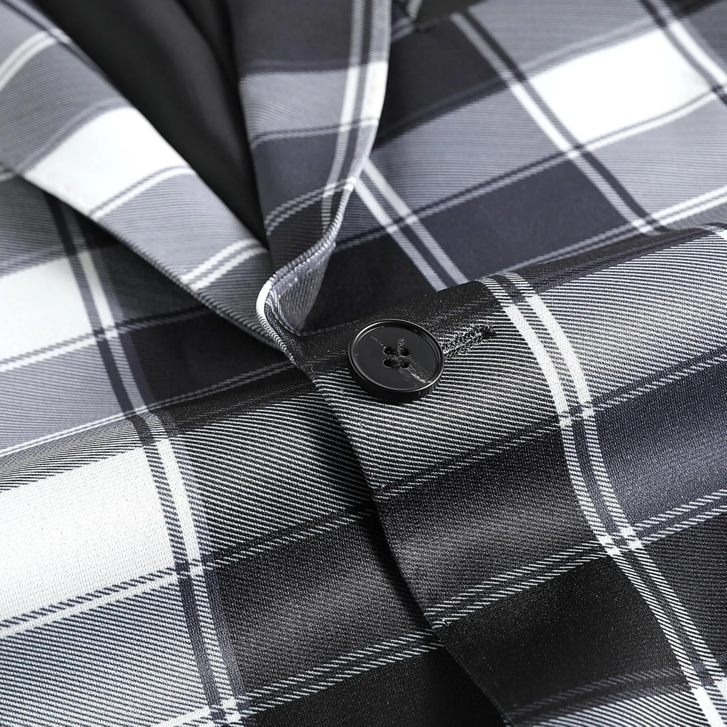 YFFUSHI Men's Plaid Tweed 3 Piece Suit Slim Fit Button Dinner Suit Tuxedo