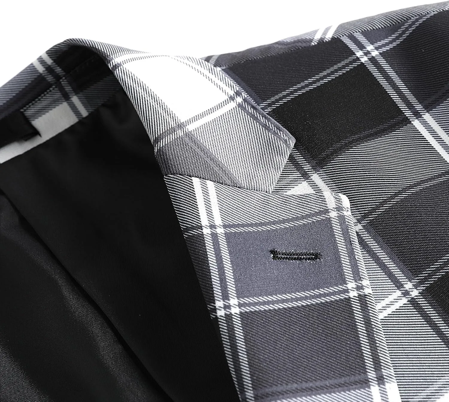 YFFUSHI Men's Plaid Tweed 3 Piece Suit Slim Fit Button Dinner Suit Tuxedo