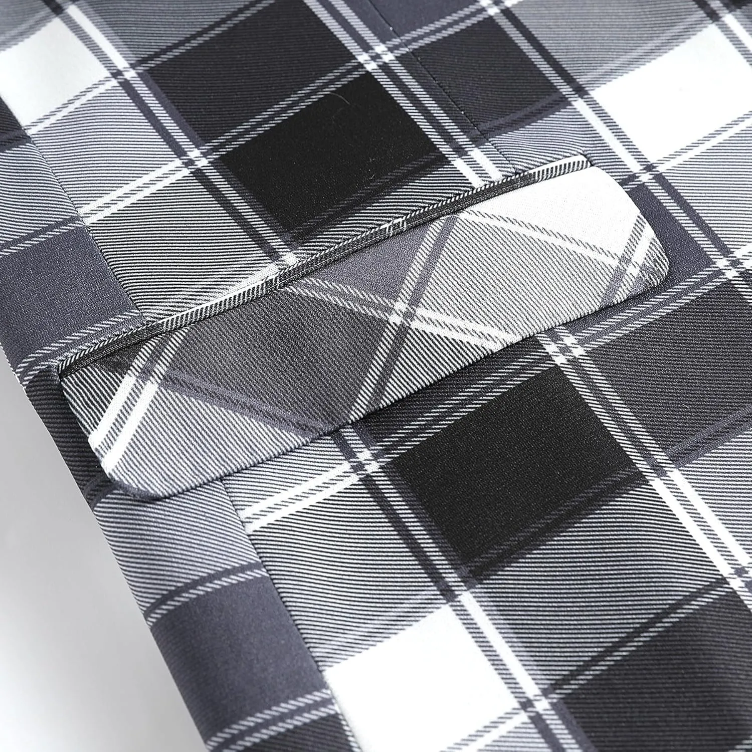 YFFUSHI Men's Plaid Tweed 3 Piece Suit Slim Fit Button Dinner Suit Tuxedo