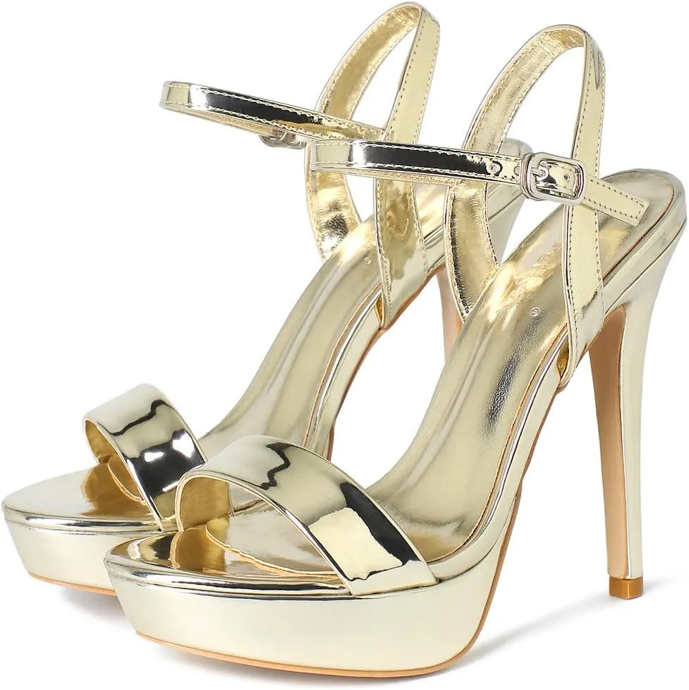 YooPrettyz Women Stiletto Heels Strappy Party Dress Pump Ankle Strap Sandal Heels