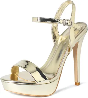 YooPrettyz Women Stiletto Heels Strappy Party Dress Pump Ankle Strap Sandal Heels