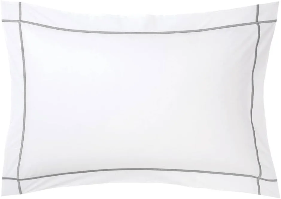 Yves Delorme Athéna Platine (Platinum Grey) King 21 x 37 in Sham Extra Soft and Cooling Luxury Sheets, 100% Natural Organic Cotton - Breathable and Durable
