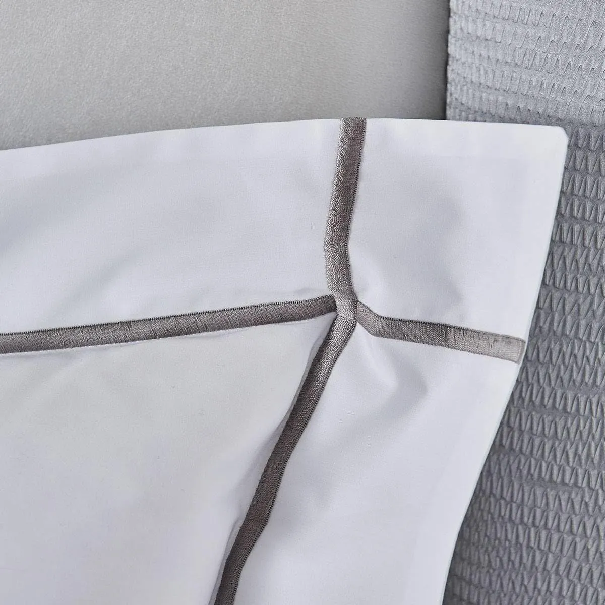 Yves Delorme Athéna Platine (Platinum Grey) King 21 x 37 in Sham Extra Soft and Cooling Luxury Sheets, 100% Natural Organic Cotton - Breathable and Durable