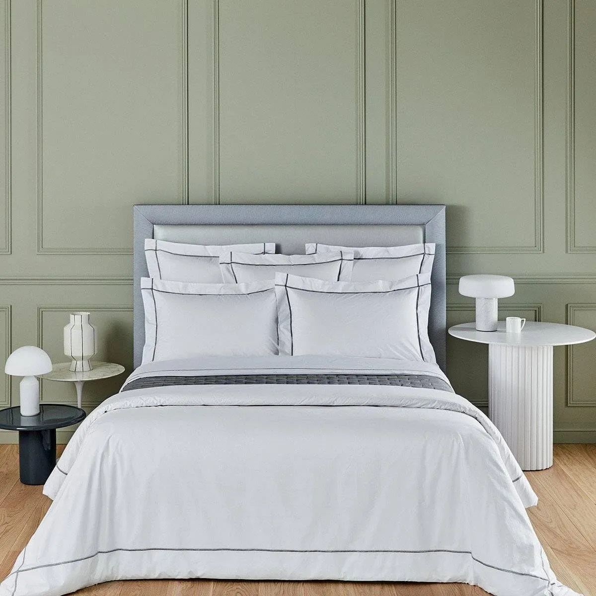 Yves Delorme Athéna Platine (Platinum Grey) King 21 x 37 in Sham Extra Soft and Cooling Luxury Sheets, 100% Natural Organic Cotton - Breathable and Durable