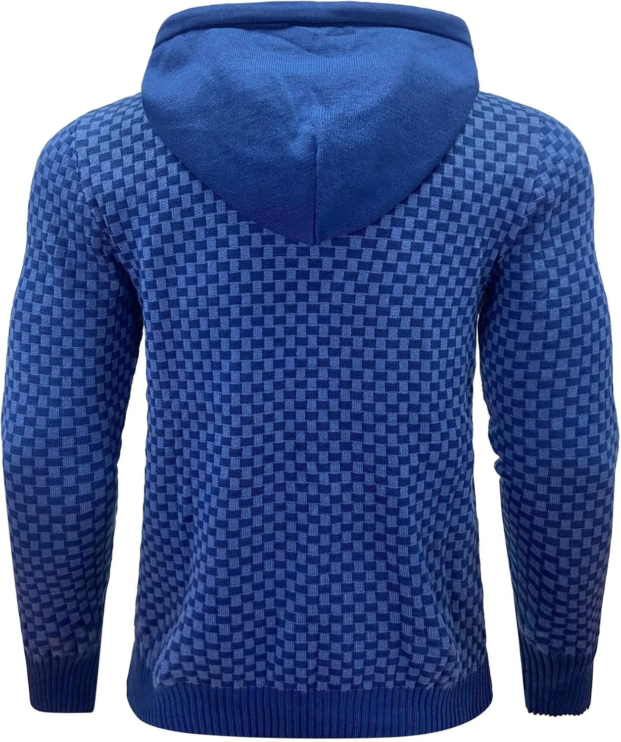 Zaitun Mens Hooded Sweatshirt Long Sleeve Solid Knitted Hoodie Pullover Sweater