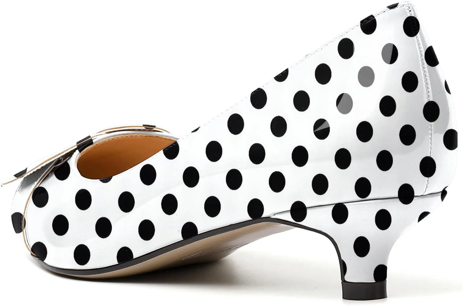 Zamikoo Women Pumps Kitten Heel Pointed Toe Slip On Classic Bow Tie Leather Patent Fashion Dress Shoes US Size 5- Size 13