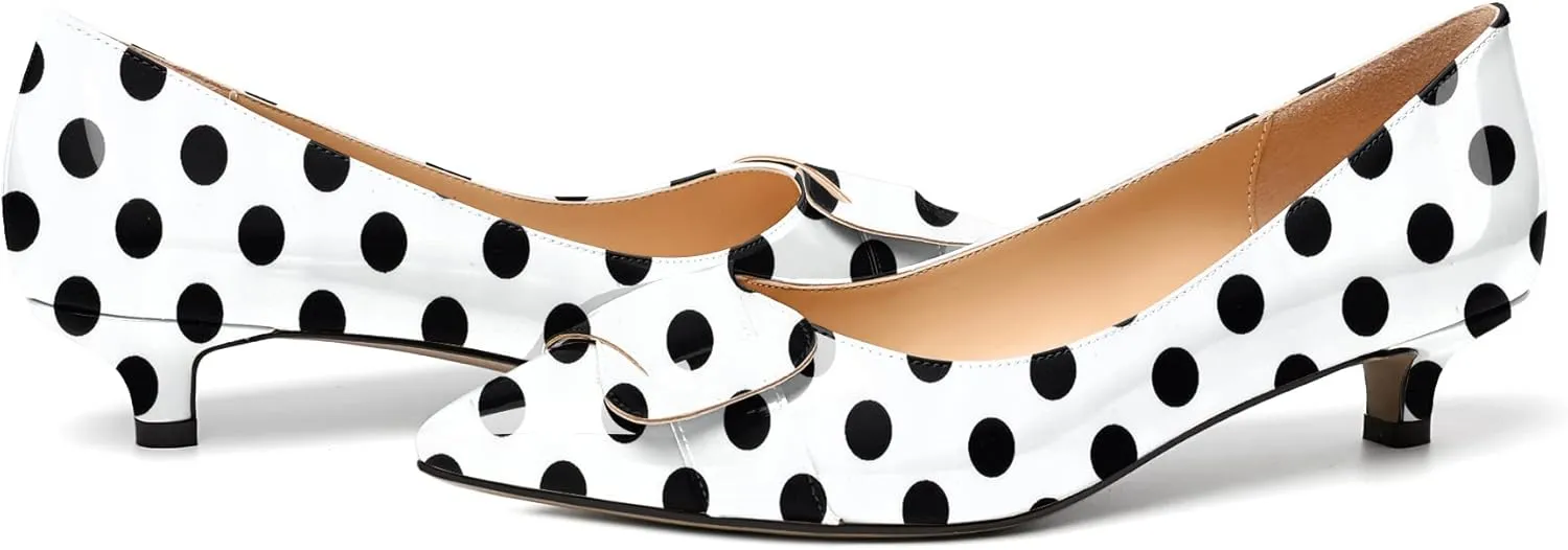 Zamikoo Women Pumps Kitten Heel Pointed Toe Slip On Classic Bow Tie Leather Patent Fashion Dress Shoes US Size 5- Size 13