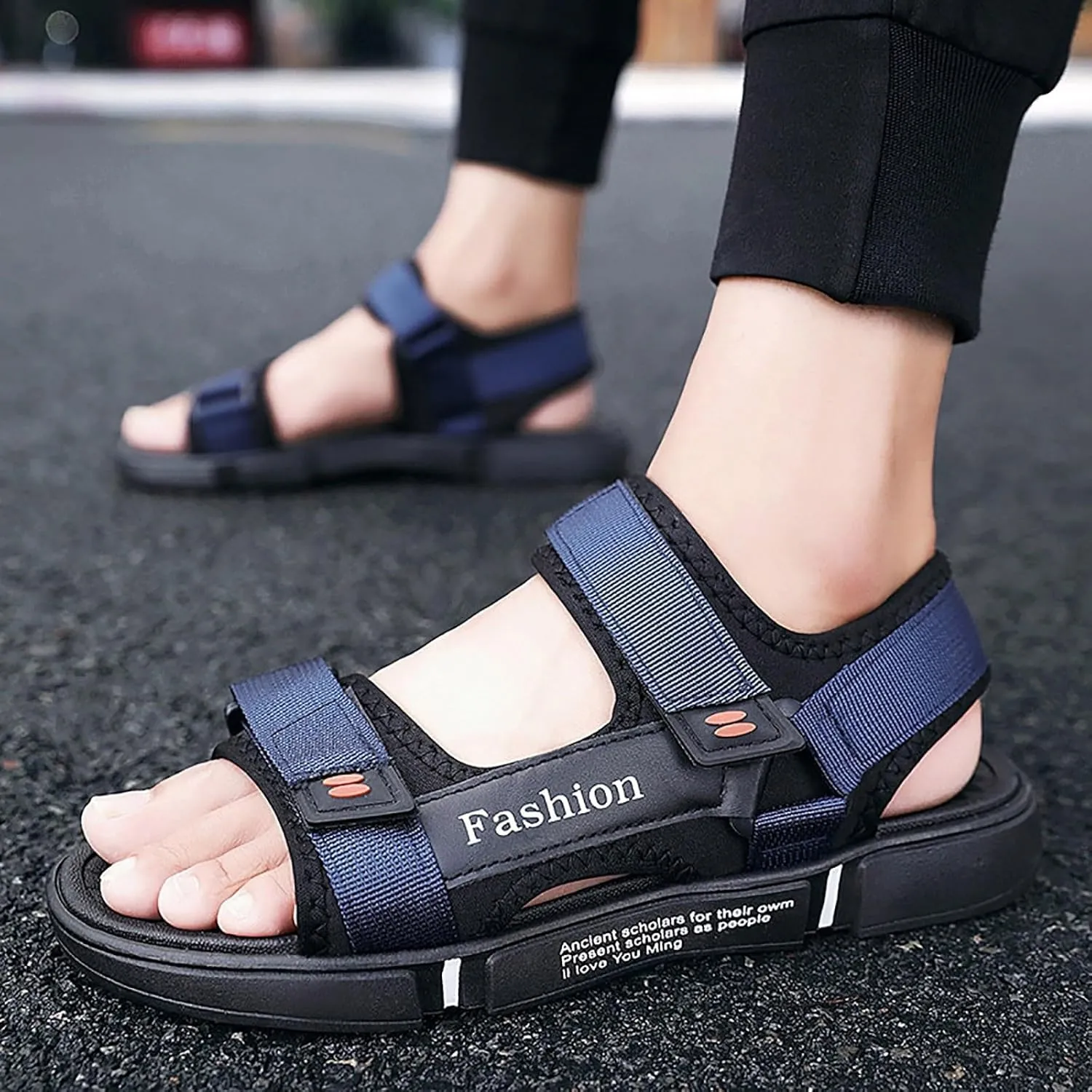 ZDLJYL Men's Sport Sandals With Adjustable Strap Non Slip Beach Water Friendly Sandal Casual Thick Cushion Fisherman Sandal