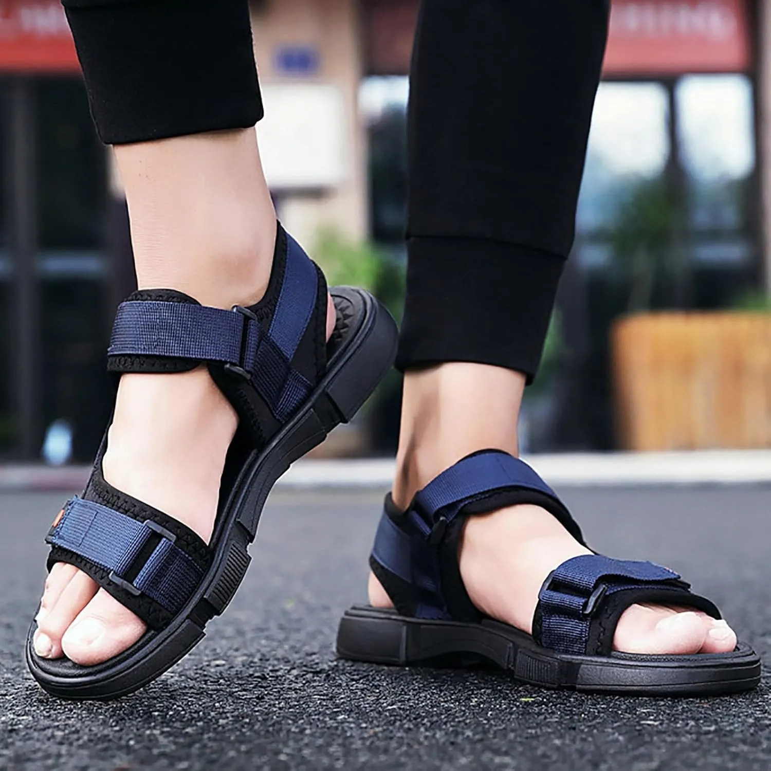 ZDLJYL Men's Sport Sandals With Adjustable Strap Non Slip Beach Water Friendly Sandal Casual Thick Cushion Fisherman Sandal