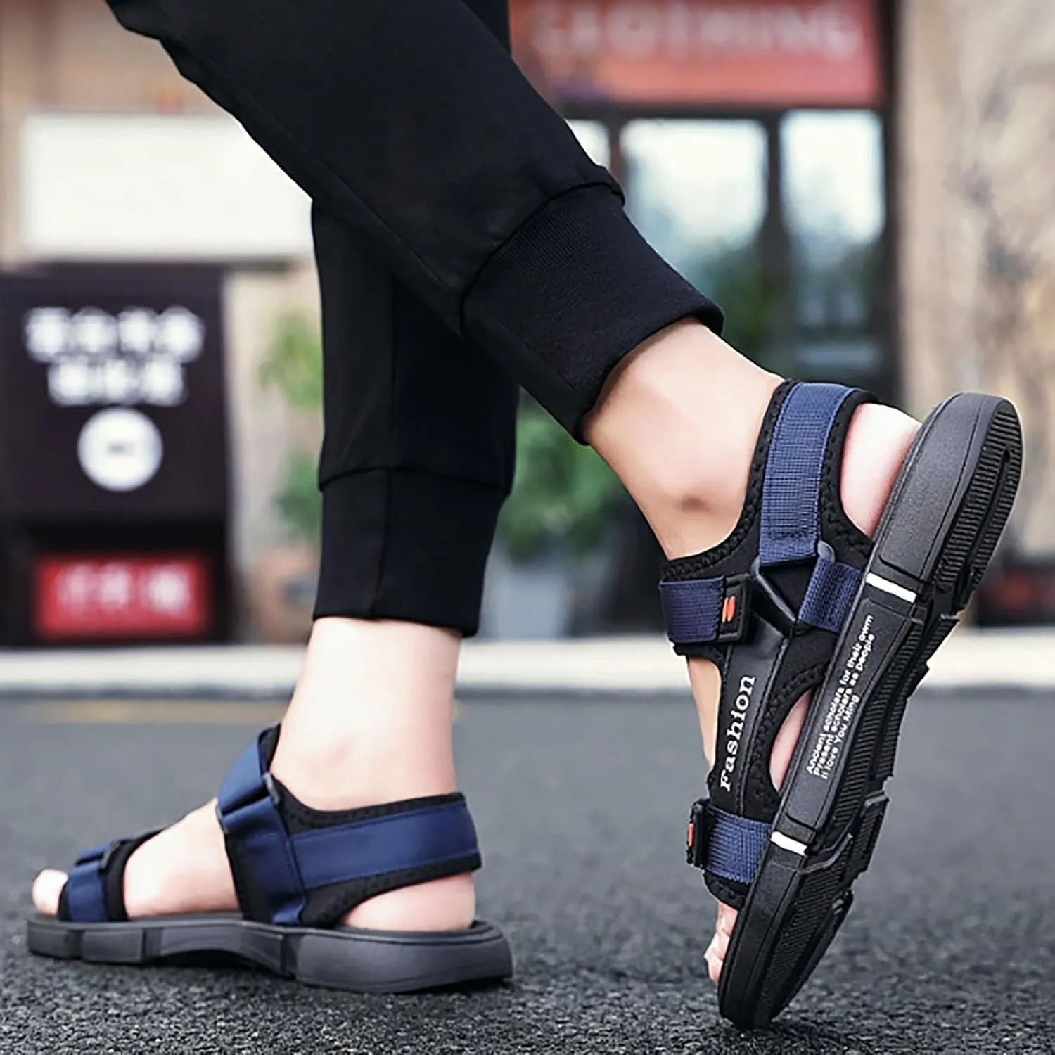 ZDLJYL Men's Sport Sandals With Adjustable Strap Non Slip Beach Water Friendly Sandal Casual Thick Cushion Fisherman Sandal