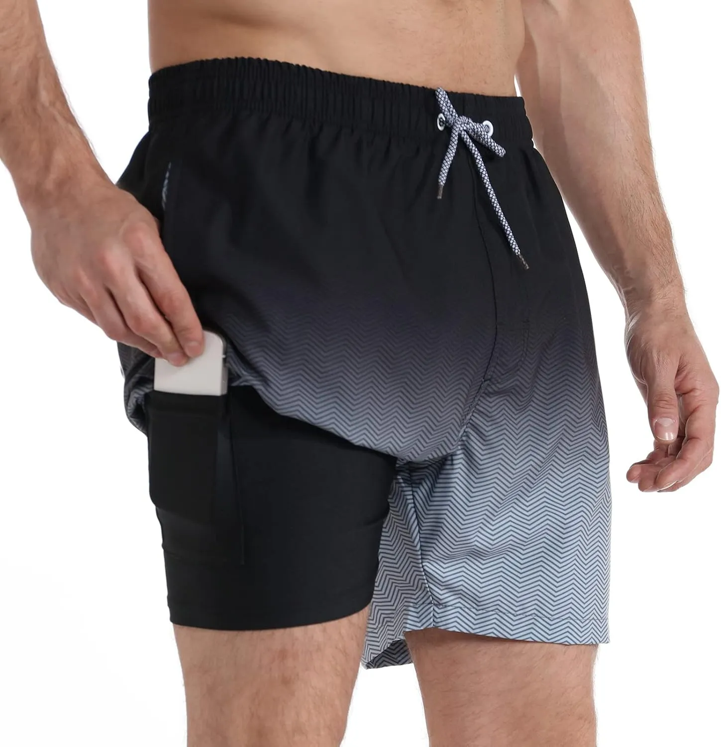 zeetoo Mens Swim Trunks with Compression Liner 5.5" Inseam Swim Shorts Quick Dry Shorts