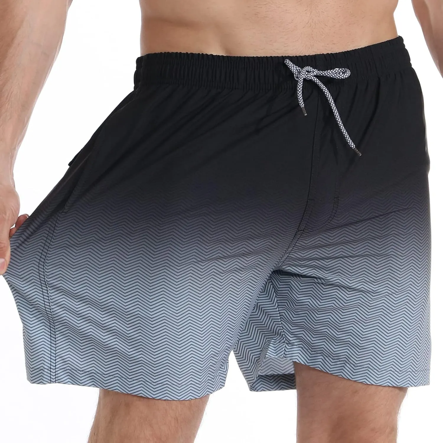 zeetoo Mens Swim Trunks with Compression Liner 5.5" Inseam Swim Shorts Quick Dry Shorts