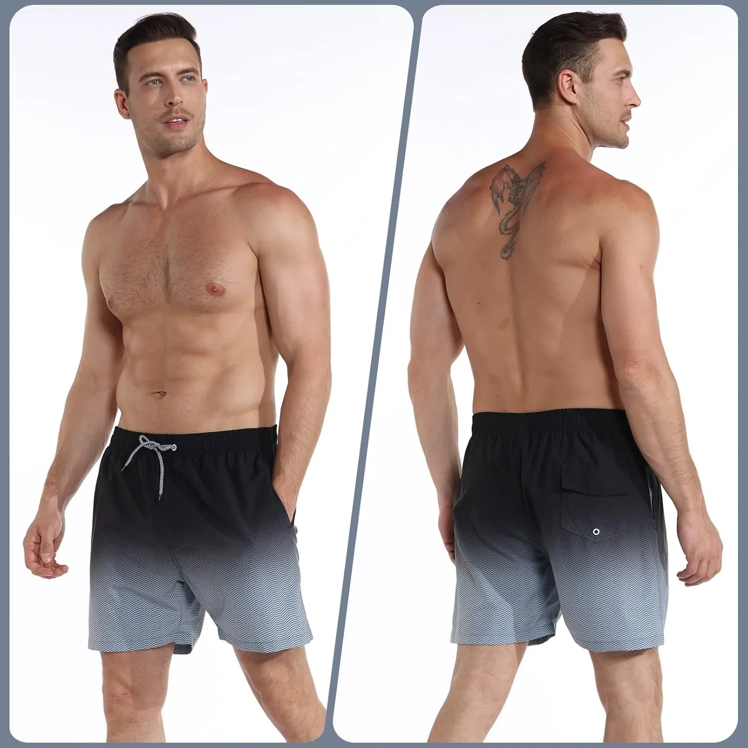 zeetoo Mens Swim Trunks with Compression Liner 5.5" Inseam Swim Shorts Quick Dry Shorts