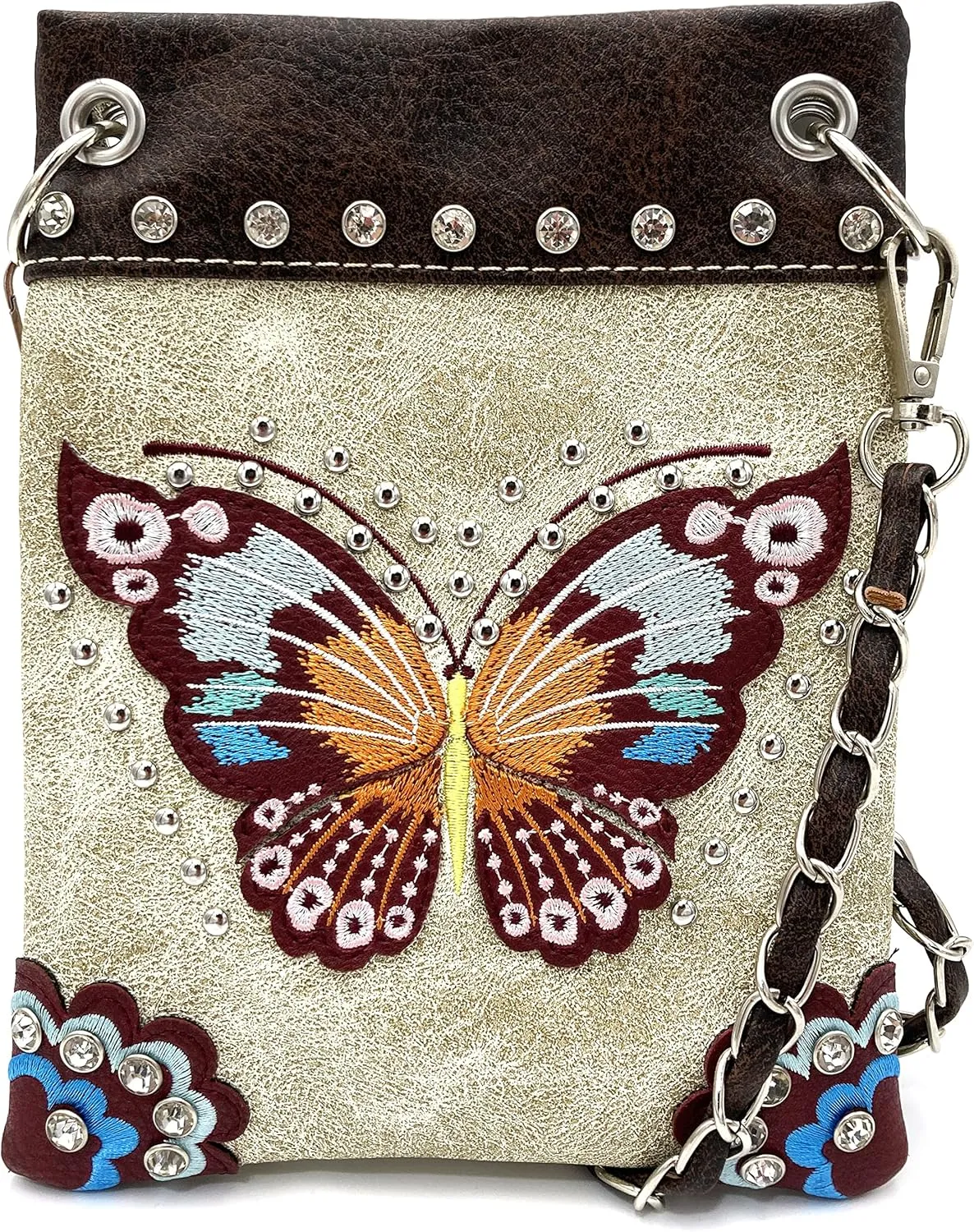 Zelris Peacock Butterfly Floral Embroidery Crossbody Small Crossbody Purse Bag