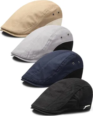 Zhanmai 4 Pieces Summer Cabbie Cap and Flat Cap - Ivy Cap Newsboy Hunting Hat for Men