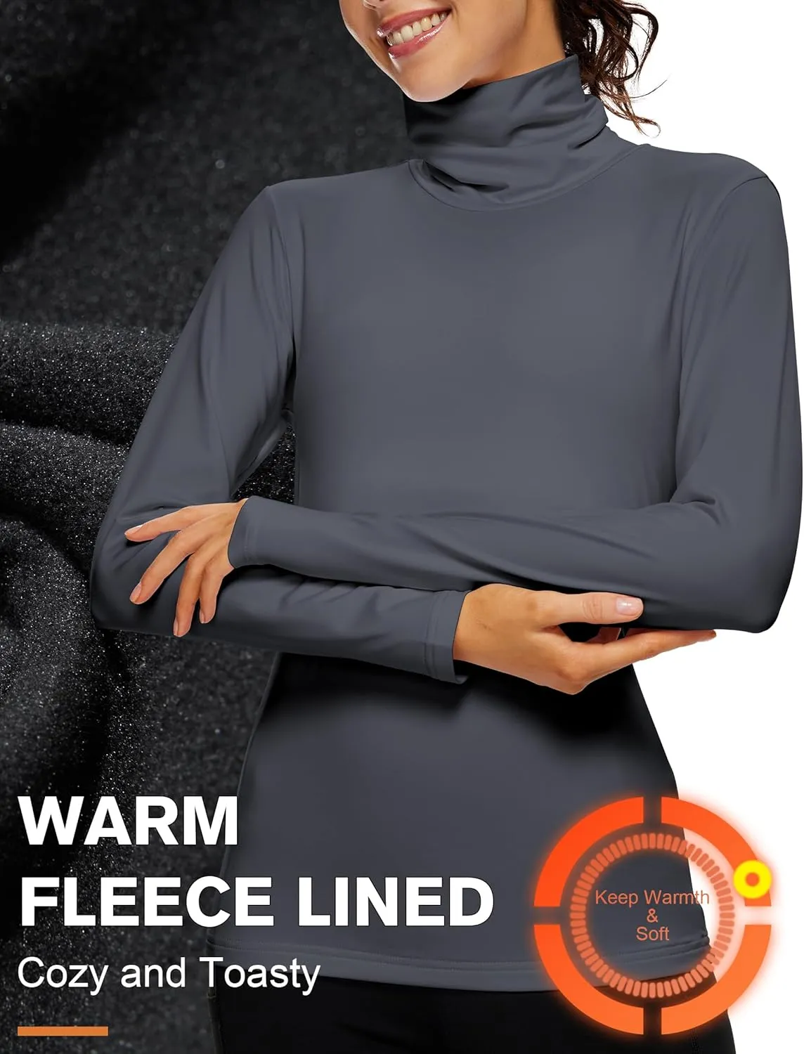 ZUTY 3 Pack Turtleneck Long Sleeve Shirts Thermal Underwear for Women Long Johns Winter Clothes Warm Base Layer Tops